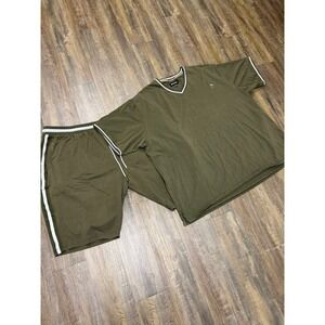 Makobi Solid Green Track Suit Set Jacket Pant Detail Mens Big 6XB Preloved‎